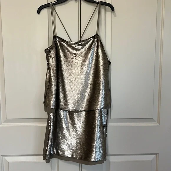 banana republic sequin mini dress NWT Banana Republic Bronze Matte Sequin Mini Dress Size 4 Sleeveless Fully  Lined